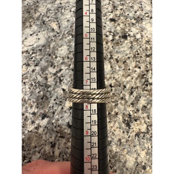 David Yurman Willow Diamond 925 Sterling Silver 3 Row Wide Band Ring Sz 7.5 - Picture 16 of 16